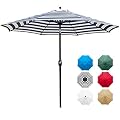 Sunnyglade 9' Patio Umbrella Outdoor Table Umbrella with 8 Sturdy Ribs (Blue and White)