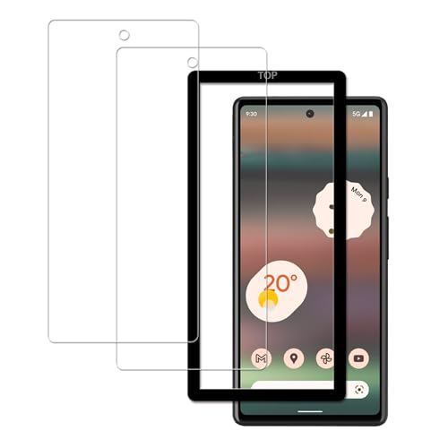 対応 Google Pixel 6a 用の ガラスフィルム (2枚入り)強化ガラス 液晶 保護フィルム 硬度9H 国産硝子素材 ガイド枠付き
