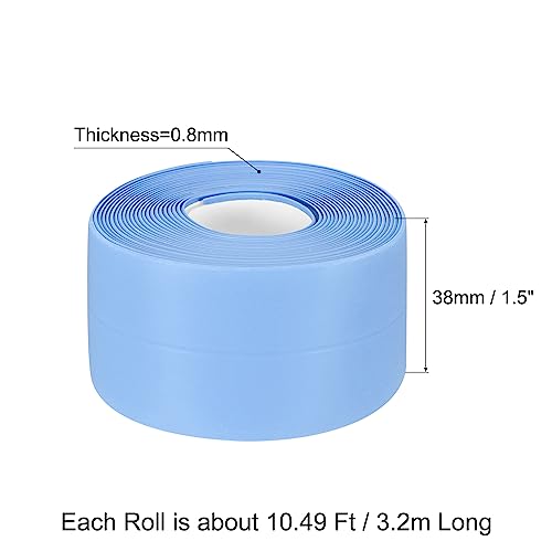 Image of uxcell Waterproof Seal Caulk Strip Tape Self Adhesive, 1pcs 10.5 Ft L x 1.5 inch W PVC Sealing Tape Caulking Tape for Kitchen Countertop, Bathroom, Toilet, Bathtub Floor Wall Corner, Blue