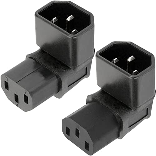IEC Male C14 to C13 Female 90 Degree Down UP Right Angled Power Extension Adapter for PDU & UPS, 3 Pin 250V 10A IEC320 Connector