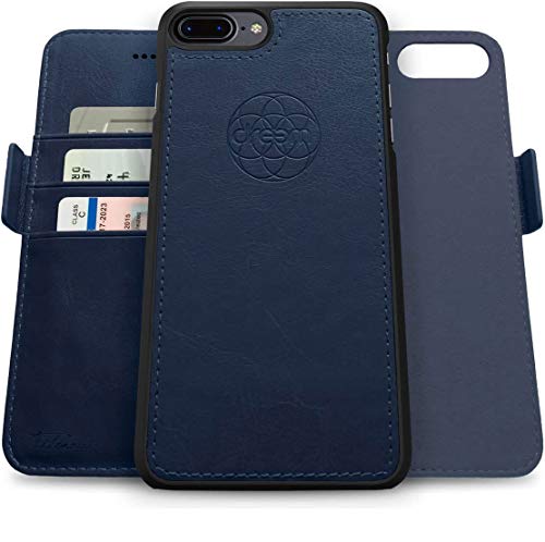 Image of dreem Fibonacci 2-in-1 Wallet Case for Apple iPhone 8 Plus & 7 Plus - Luxury Vegan Leather, Magnetic Detachable Shockproof Phone Case, RFID Card Protection, 2-Way Flip Stand - Royal