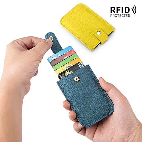 Pull Card Wallets for Women Business Card Holder RFID Blocking Leather Ultra-Thin Front Pocket Wallet, Aqua, One Size4