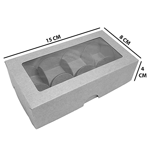 50 Caixas de papel kraft com visor, tamanho 15x8cm acompanha 400 forminhas formato de pétalas, ideal