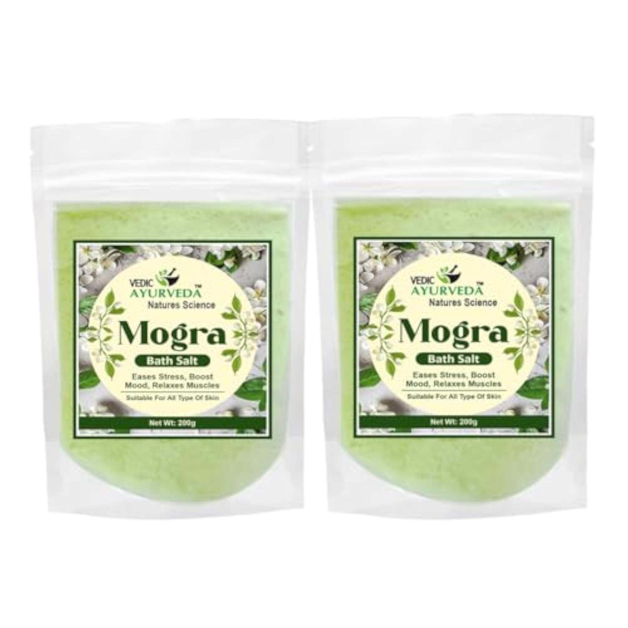 Vedic Ayurveda Mogra Bath Salt Combo, Herbal Spa Gift