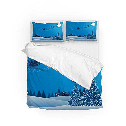 Parure de lit King Nuit de Noël 3 pièces en polyester doux - 3