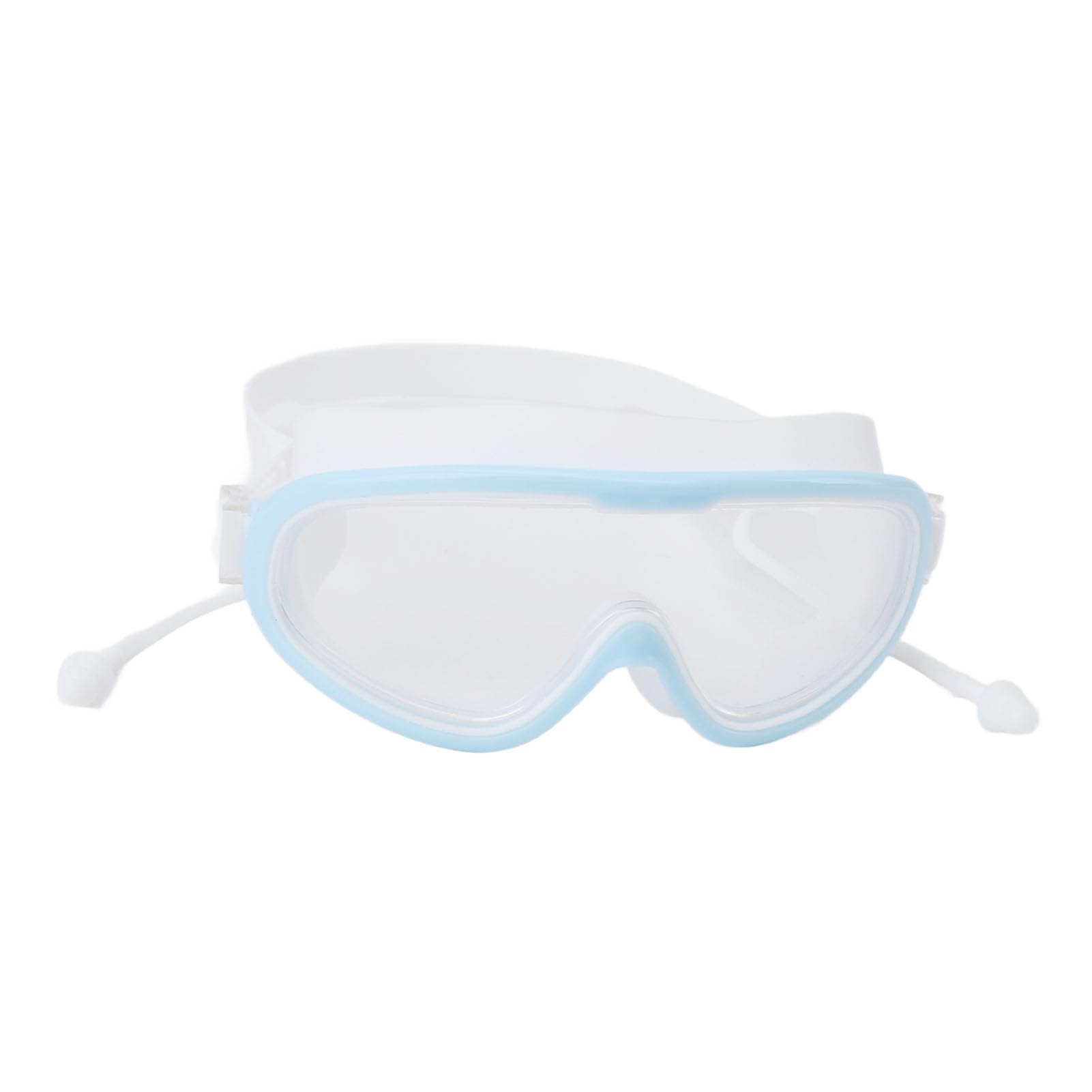 XUXHOU Kids Swimming Goggles, Large Frame Non Fog HD Swimming Goggles Glasses with Nose Clip for Children (Light Blue White