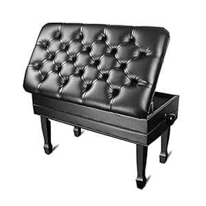 GPAIHOMRY Deluxe PU lederen pianobank, auto lift duet pianokruk met grote opbergdoos, toetsenbord bank ijdelheid kruk…
