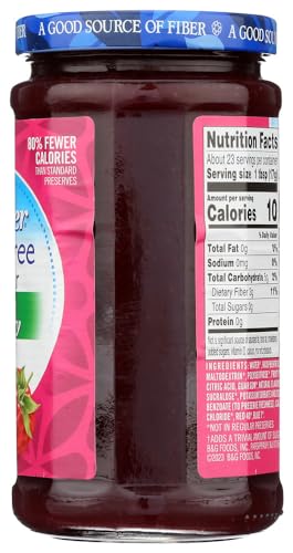 Polaner Sugar Free with Fiber Seedless Raspberry Preserves, 13.5 Ounce -- 12 per case.