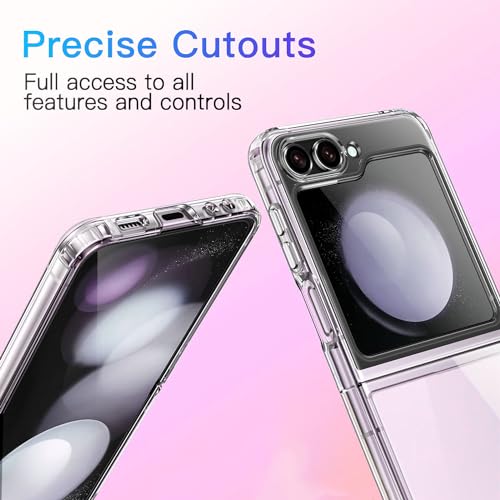 Image of SQUIF Case for Samsung Galaxy Z Flip 5 (2023), Transparent Back Cover with Drop & Camera Protection (Clear)