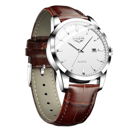 Image of LIGE Fashion Mans Wristwatch Date Luminous Dress Watch for Man Stylish Waterproof Quartz Wrist Watch Stylish Leather Watches for Men