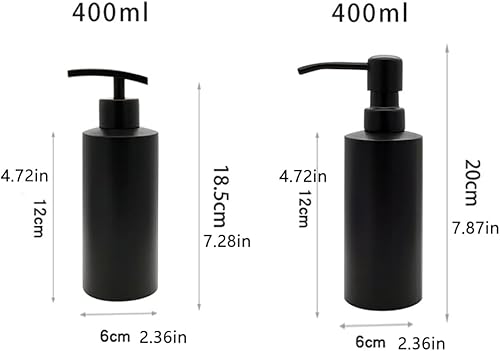Miniatura 4 de Dispensador de jabón negro, dispensador de jabón cilíndrico, dispensador de loción de champú, dispensador de acondicionador para baño, cocina, 13.5