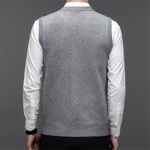 Men Wool Knit Sleeveless Buttons Down Cardigan V Neck Basic Thick For Winter Argyle Retro Vest3