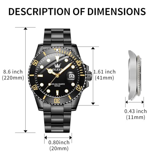 Image of OLEVS Luxury Watches for Men Big Stainless Steel Waterproof Quartz Analog