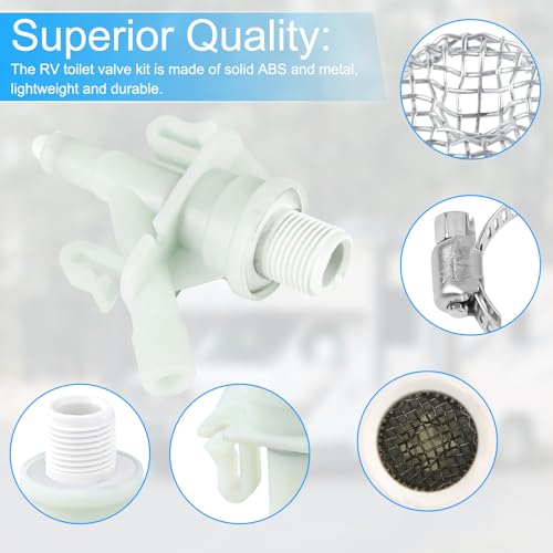 Image of NQEUEPN 385311641 RV Toilet Valve Kit Compatible with Dometic 300, 301, 310, 311, 320, 321, RV Toilet Repair Kit RV Toilet Valve Parts Replacement, Including Accessories, black
