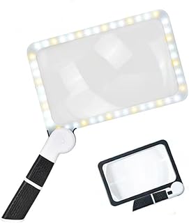 Magnifying Glass with Light, 5X Folding Handheld Large Rectangle Reading Magnifier with Dimmable for Macular Degeneration, Seniors Reading, Close Work, Lighted Gift for Low Visions (5X)