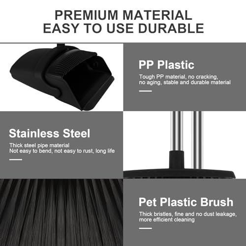 Image of Broom and Dustpan Set, Household Broom with Dustpan Combo Set, 51 inch Long Handle, Dust Pan Set for Kitchen Office Lobby Floor