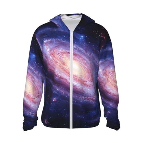 UPF 50+ Sun Protection Hoodie Long Sleeve Blue galaxy Sun Shirt Rash Guard Fishing Shirts for Men