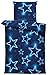 Produktbild one-home Winter Bettwäsche 155x220 cm Sterne dunkel blau leuchtoptik Flausch Thermofleece