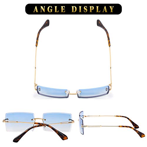Image of Stylish Small Rectangle Sunglasses Women Men Tinted Frameless Eyewear Ultralight Candy Color Ocean Sun Glasses Shades NP1034