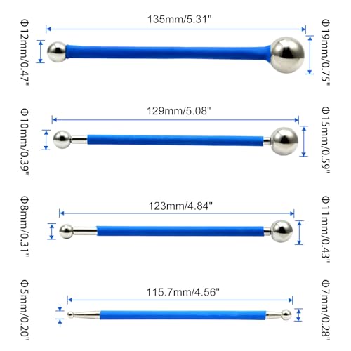 SPEEDWOX Abdichtungswerkzeug Metallkugel 4 Stück Polymer Ton Werkzeug Kit Fugenveredelung für Fliesen Fugenbeschichtung Dichtstoff Finishing Fondant Kuchen Papier Blume Dekorier DIY Werkzeug Set