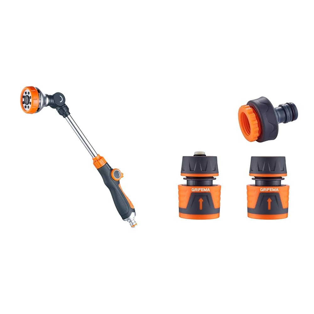 Pistolet Arrosage GRIFEMA 8 Jets - Longue Portée, Contrôle Débit, Lavage Auto
