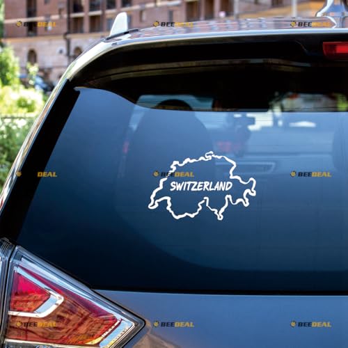 Calcomanía de vinilo con diseño de mapa de Suiza, silueta suiza, paquete de 2 unidades, color blanco, 10,2 cm, para coche, barco, laptop, taza, sin fondo, troquelado