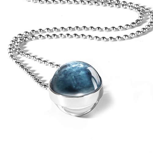 NDJEWELRY Solar System Necklace Double-Side Glass Crystal Ball Uranus Pendant Necklace Planet Necklace Uranus Necklace