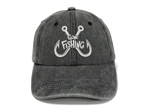 Image of Fishing Baseball Cap for Men Women, Adjustable Embroidered Fish Hat | Fishing Gear, Outdoor Adventure Design, Precision Embroidery Craft, One Size Adjustable Fit