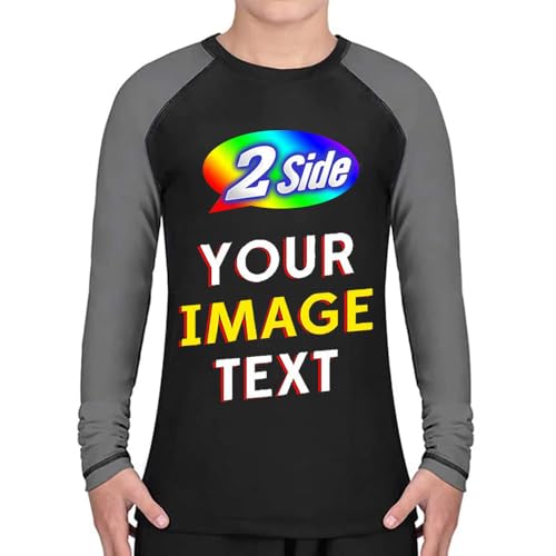 O2TEE Personalized Gifts Kids Long Sleeve Shirt Tee Quick-Dry Premium Grade Rash Guards, XXL Grey