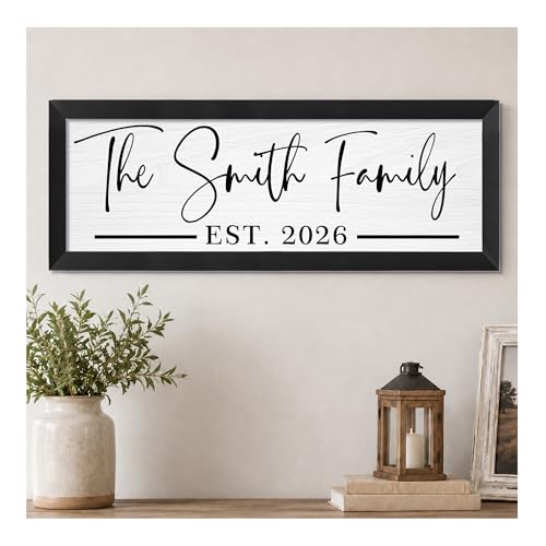 Personalized Framed Wooden Family Name Sign Personalized Last Name Sign,