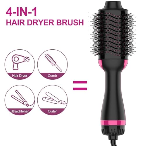 Image of Hair Brush Dryer and Volumizer Hot Air Brush, 4-in-1 Ionic Blow Dryer Brush & Styler for Straightening, Curling, and Detangling, Professional Ceramic Tourmaline Hair Straightener Brush for All Hair Types for shine (B2)