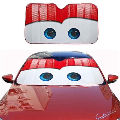 Visera para Parabrisas Delantero De Coche | Visera De Coche De Dibujos Animados | Parasol para Coche Parasol para Ventana Delantera De Coche con Ojos De Dibujos Animados | 130 X 70 Cm