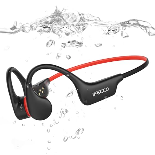 IFECCO Cuffie Conduzione Ossea Nuoto, IP68 Impermeabili Auricolari Piscina Nuoto Bluetooth 6.0, Cuffie Subacquee con Lettore MP3 da 8G, Wireless Auricolari per Nuoto, Corsa, Surf, Ciclismo