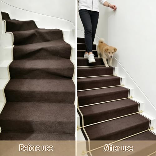 Barras de escalera para asegurar alfombras con acabado de latón antiguo de 40" 5