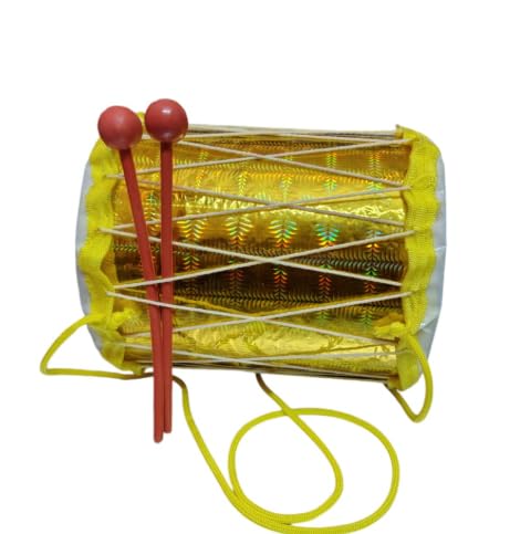 Drum for Kids, Style Double-Sided Percussion Instrument with 2 Drumsticks & Carrying Strap | Non-Toxic Fun Gift for Toddlers Boys Girls (Yellow)-image-14