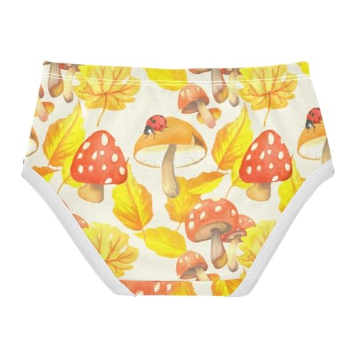Autumn Yellow Maple Mushroom Little Girl Panties Toddler Underwear Floral Cotton Colorful Briefs Undies Kids 2t2
