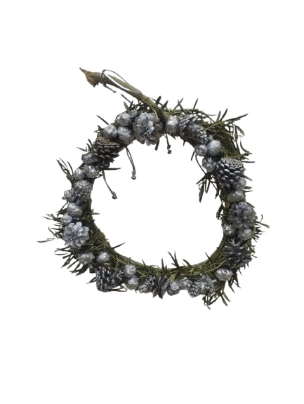 Couronne en bois d'olivier et pommes de pin naturelle - Décoration artisanale de Noël