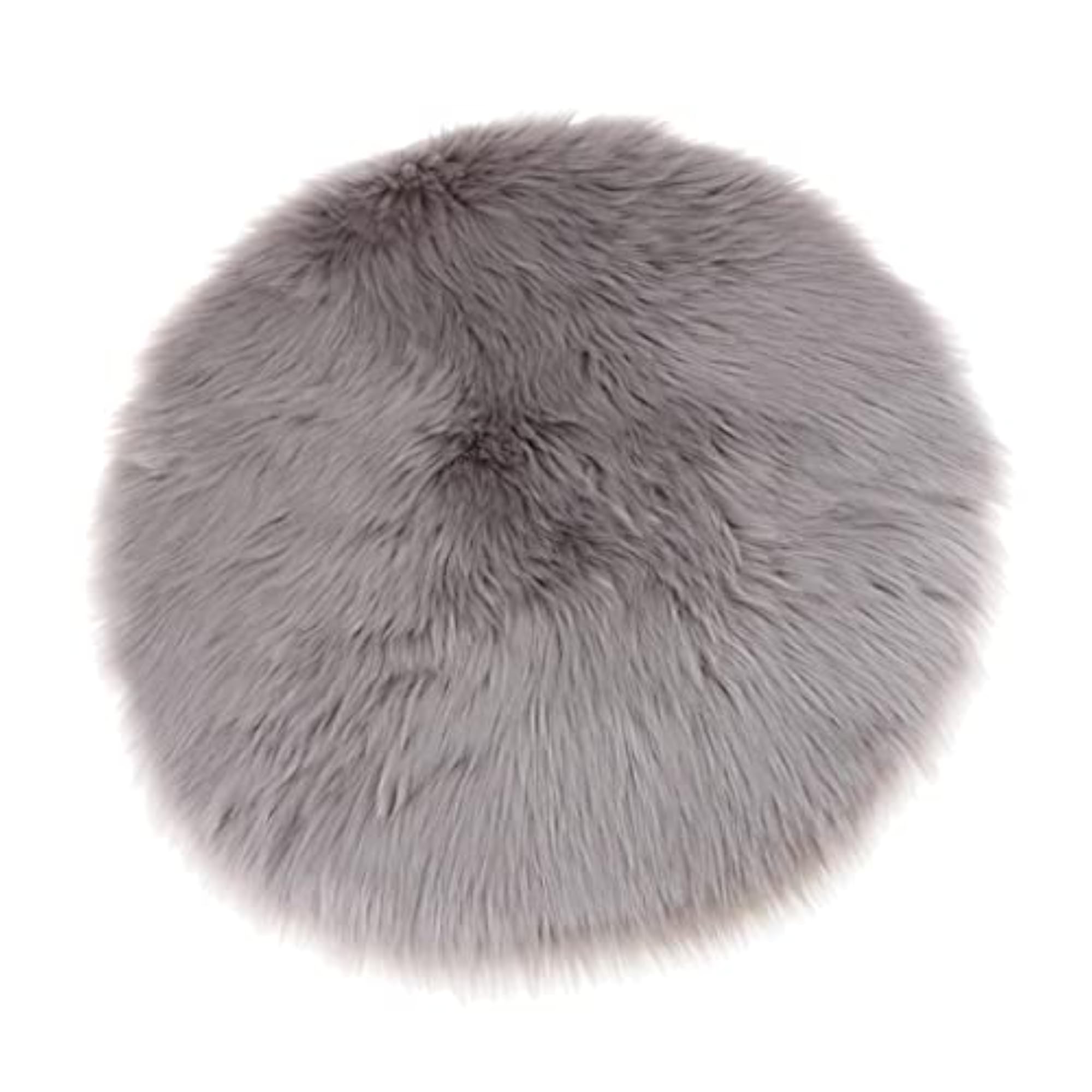 2x Faux Fur Seat Cushion Pad Artificial Sheepskin Mat Gray