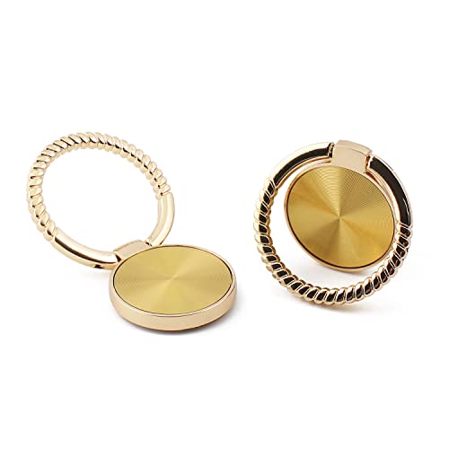 2 Pack Ultra Thin Gold Cell Phone Ring Holder Finger Kickstand, 360 Rotation Finger Stand Grip Loop For Magnetic Car Mount, Compatible With Iphone Samsung Lg Htc, Etc #TOP2