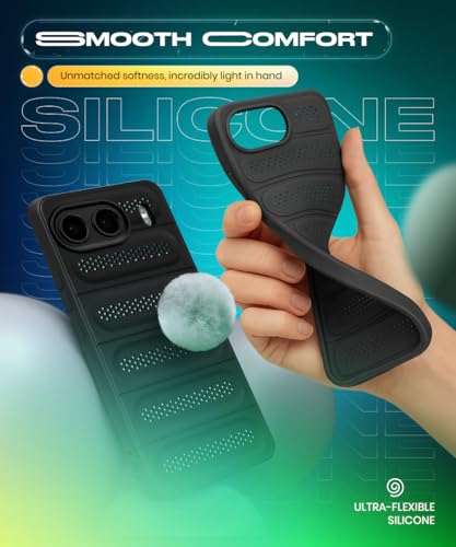 Image of WOW IMAGINE Ultimate Silicone Back Cover Case for 1+ OnePlus Nord 4 5G | Heat Dissipation Thin Soft TPU | 360 Camera Protection | Breathable Cooling Holes - Pitch Black