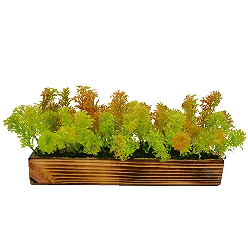 fancymart Artificial Coriander Plant Bunch in Wood Planter, (Pack of 1) Green 2