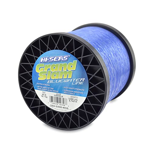 HI-SEAS Grand Slam Bluewater Monofilament Fishing Line, 40 lb, Ocean Blue, 3000 yd