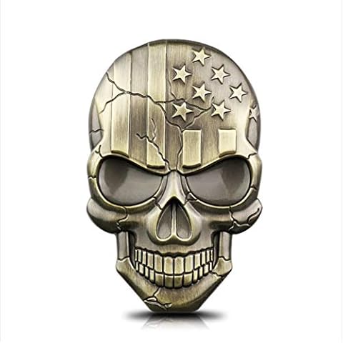 3D Skull Devil Death USA Flag Metal Car Motorcycle Emblem Badge Sticker Decal Cover