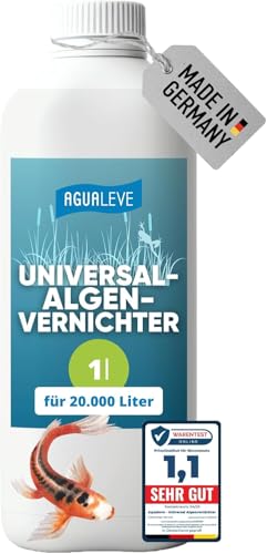 AGUALEVE Universal-Algenvernichter 1l *NEU* | effektiv gegen alle Arten von Teichalgen mit innovativer Solar-Guard-Formel | Fisch- Garten- & Schwimmteiche | Made in Germany | 20.000l Teichwasser