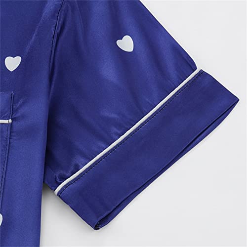 Girls Satin 𝐏a𝐣amas Set Silk Button-Down 𝐒lee𝐩wear 𝐏𝐣s Short Sleeve Shirt and Long Pants Kids Cute Pattern 𝐍𝐢ghtwear3