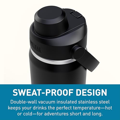 Image of CamelBak Thrive Chug Insulated Stainless Steel Water Bottle, Cold Retention with High Flow Lid for Everyday Hydration and Active Use, 20oz, Black
