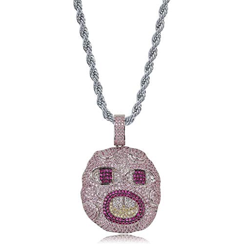 KMASAL Iced Out Chain 18K Gold Plated Fully CZ Simulated Diamond Exaggerated Front Teeth Hip Hop Pendent Necklace for Men Women