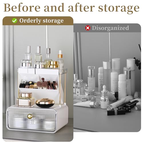 Anlynwooh Makeup Organizer with Drawer, Bathroom Organizers and Storage，Makeup Brush Holder,Lipstick and Perfume Organizer,Cosmetic and Vanity Organizer,Desk Organizer (TRANSPARENT COLOR) by Anlynwooh - Image 4