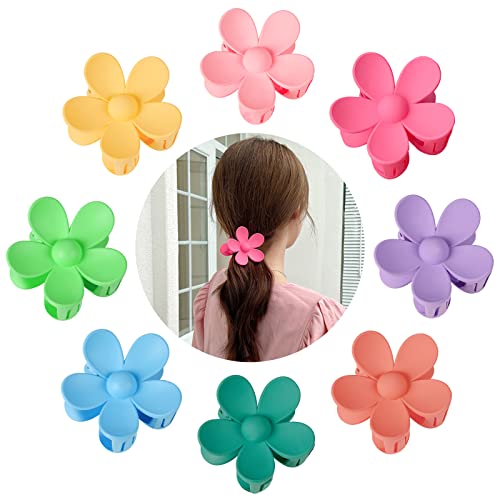 Grandes Pinces à Cheveux, Teklemon Pinces à Cheveux Fleur 8 PCS, Pinces à Mâchoires en Forme de Fleur Mignonnes Accessoires de Cheveux de Griffe de Cheveux de Tortue Antidérapante pour Femmes Filles