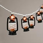 8.5Ft Black Mini Kerosene String Lights, Vintage Fairy Decorative Lights with 10 Mini Black Kerosene Lights, Connectable Outdoor Lantern Christmas Lights for Bedroom Camping Wedding Garden Holiday